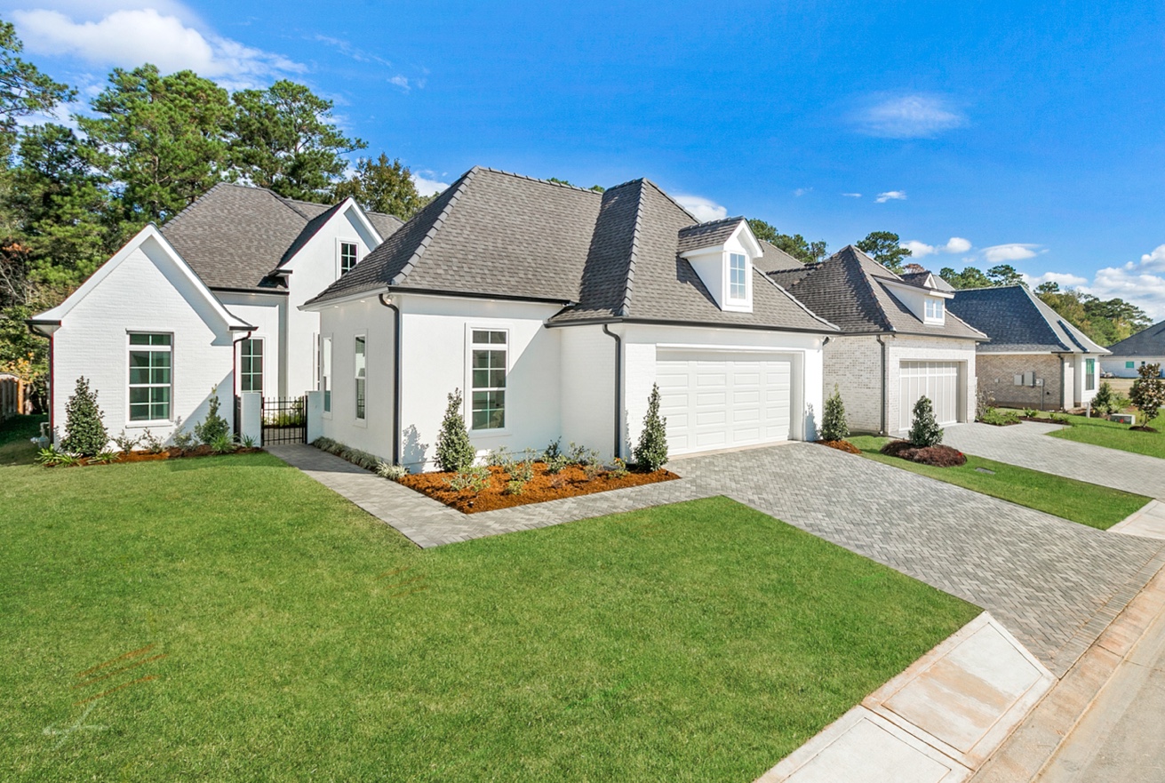 Custom home with landscaping